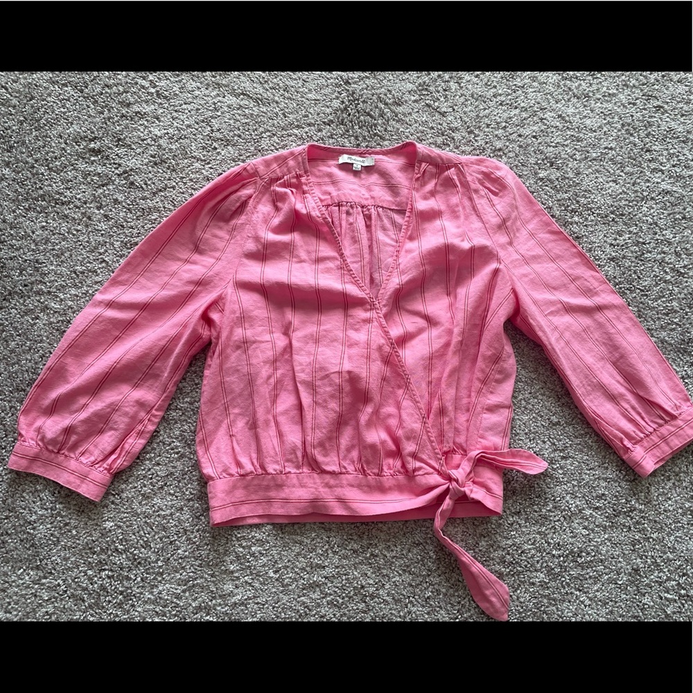 Madewell pink wrap top size S
